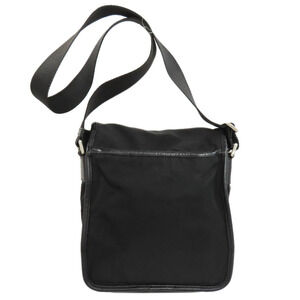 Prada trim Messenger Tessuto Bag black Crossbody leather